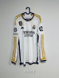 Real Madrid Home Long Sleeves Shirt Jersey 23/24 UEFA No. 5 Bellingham XL