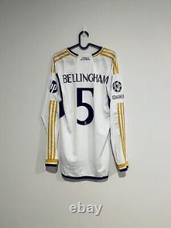 Real Madrid Home Long Sleeves Shirt Jersey 23/24 UEFA No. 5 Bellingham XL