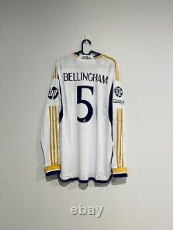 Real Madrid Home Long Sleeves Shirt Jersey 23/24 UEFA No. 5 Bellingham XL