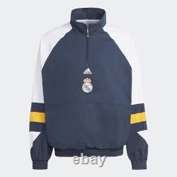 Real Madrid Home Retro Icon Soccer Football Half Zip Jacket- 2023 adidas