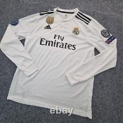 Real Madrid Jersey Mens LARGE white soccer football 2018/19 long sleeve Size L
