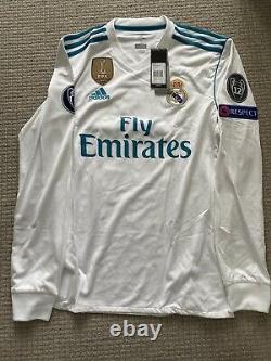 Real Madrid Long Sleeve Modric 2017-2018 Home Jersey Size Small. Cwc/ucl Patches