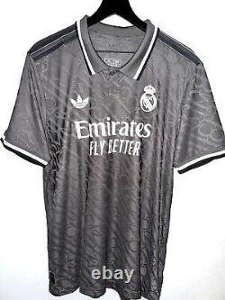 Real Madrid Mens Third Authentic Shirt 24/25 Charcoal-Player Version-Men's SZ XL
