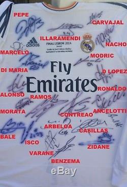 Real Madrid Spain Signed Shirt Jersey Proof #4 Ramos+bale+benzema+ronaldo+zidane