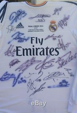 Real Madrid Spain Signed Shirt Jersey Proof #4 Ramos+bale+benzema+ronaldo+zidane