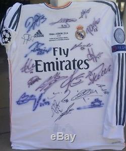 Real Madrid Spain Signed Shirt Jersey Proof #4 Ramos+bale+benzema+ronaldo+zidane