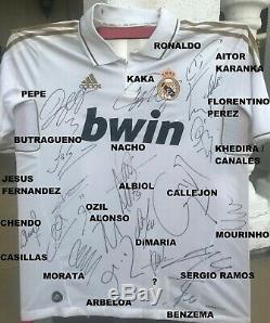 Real Madrid Team Signed Jersey Ronaldo+kaka+ramos+benzema+ozil+casillas+pepe+mou