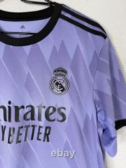 Real Madrid Vs Juve Jersey 22/23 Away Mens Soccer Shirt Purple Adidas Size L #9