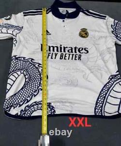 Real Madrid White Chinese Dragon Soccer Jersey / 3D logo