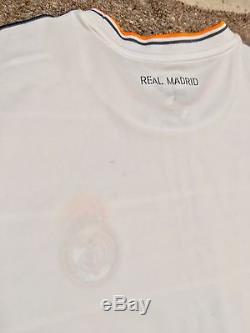 Real Madrid White Football Soccer Jersey Fly Emirates Men's L Large Adidas 13/14