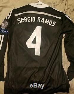 Real Madrid Yamamoto LS Adizero 2014 Third Jersey Sergio Ramos Size 8