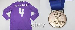 Real madrid jersey 2016 2017 shirt long sleeve sergio ramos UCL FINAL + medal