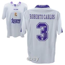 Roberto Carlos Signed Real Madrid Home Soccer Jersey #3 Beckett COA