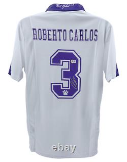 Roberto Carlos Signed Real Madrid Home Soccer Jersey #3 Beckett COA