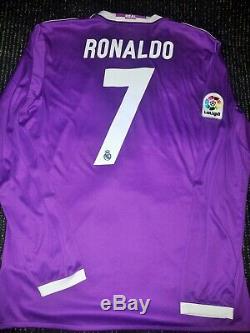 Ronaldo Real Madrid 2016 2017 Purple Jersey Shirt Maglia Juventus Long Sleeve L