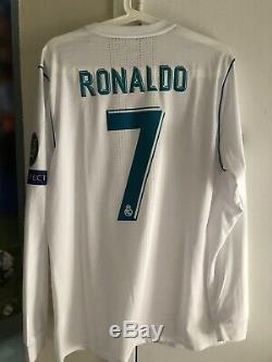Ronaldo Real Madrid Jersey UCL 2018Final Adizero Player Issued Long Sleeve Large
