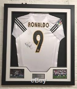 Ronaldo Signed & Framed Real MADRID Jersey BRAZIL AFTAL COA (A)