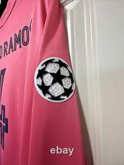 Sergio Ramos #4 Mens XL Real Madrid Long Sleeve Away Pink Champions Jersey