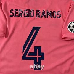 Sergio Ramos #4 Real Madrid Away Pink UEFA Champions League Mens LARGE Jersey