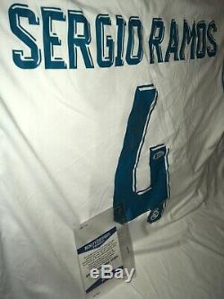 Sergio Ramos #4 Signed Real Madrid Soccer Jersey AUTO Sz XL Beckett BAS COA