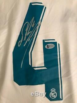 Sergio Ramos #4 Signed Real Madrid Soccer Jersey Size L Autographed Beckett COA