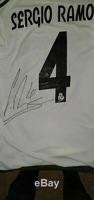 Sergio Ramos Hand Signed Signature Jersey Shirt Real Madrid +proof Ronaldo Messi