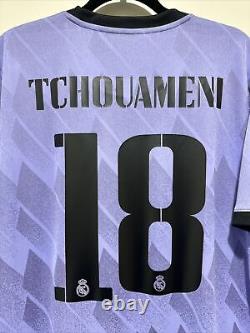Tchouameni #18 Men's LARGE Real Madrid Adidas Authentic Away Jersey CL