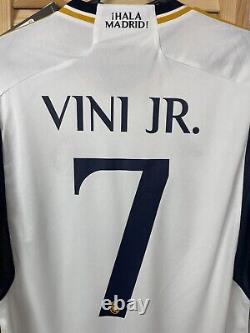 VINI JR #7 REAL MADRID JERSEY HOME FOOTBALL SOCCER SHIRT WHITE ADIDAS MENS sz M