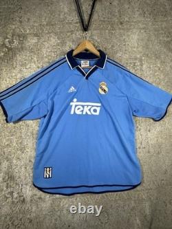 VTG 1999 2000 Real Madrid Third Kit XL Adidas Teka Blue Authentic UCL Jersey