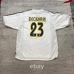VTG Adidas David Beckham Real Madrid Jersey Large White 021804 Futbol 2003 2004