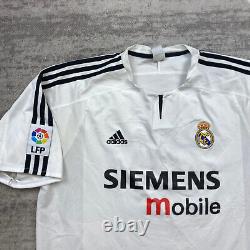 VTG Adidas David Beckham Real Madrid Jersey Large White 021804 Futbol 2003 2004