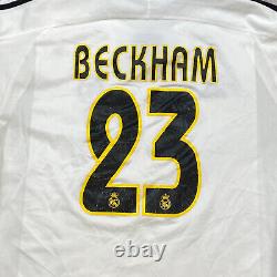 VTG Adidas David Beckham Real Madrid Jersey Large White 021804 Futbol 2003 2004