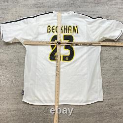 VTG Adidas David Beckham Real Madrid Jersey Large White 021804 Futbol 2003 2004