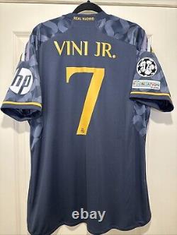 Vini Jr #7 Mens EXTRA LARGE Adidas Real Madrid Away Champions League Jersey