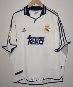 Vintage Adidas Real Madrid 2000 2001 Home Football Shirt Jersey # 10 Figo Sz XL