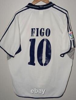 Vintage Adidas Real Madrid 2000 2001 Home Football Shirt Jersey # 10 Figo Sz XL