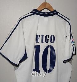Vintage Adidas Real Madrid 2000 2001 Home Football Shirt Jersey # 10 Figo Sz XL