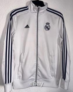 Vintage Adidas Real Madrid Track Jacket White Football Soccer SMALL