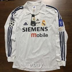 Vintage Raul Real Madrid 02/03 M adidas Soccer Long Sleeve Jersey Official withTag