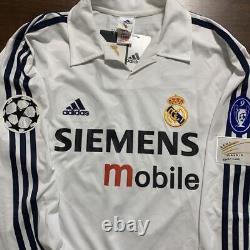 Vintage Raul Real Madrid 02/03 M adidas Soccer Long Sleeve Jersey Official withTag