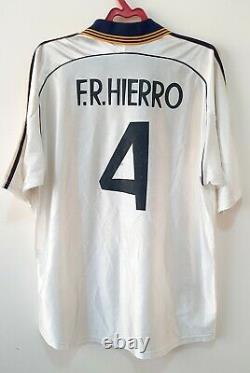 Vintage Real Madrid home Football Shirt jersey Fernando HIERRO #4 signed XL