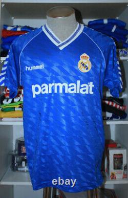 Vtg Hummel Real Madrid Soccer Jersey Football Shirt Butragueno Parmalat Spain