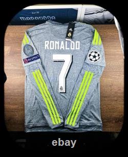 (m) Cristiano Ronaldo 7 Real Madrid 15/16 Champions League New Gray Long Sleeve