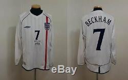 (m) England Shirt Jersey Long L/s Beckham Manchester Milan Real Madrid V. Greece